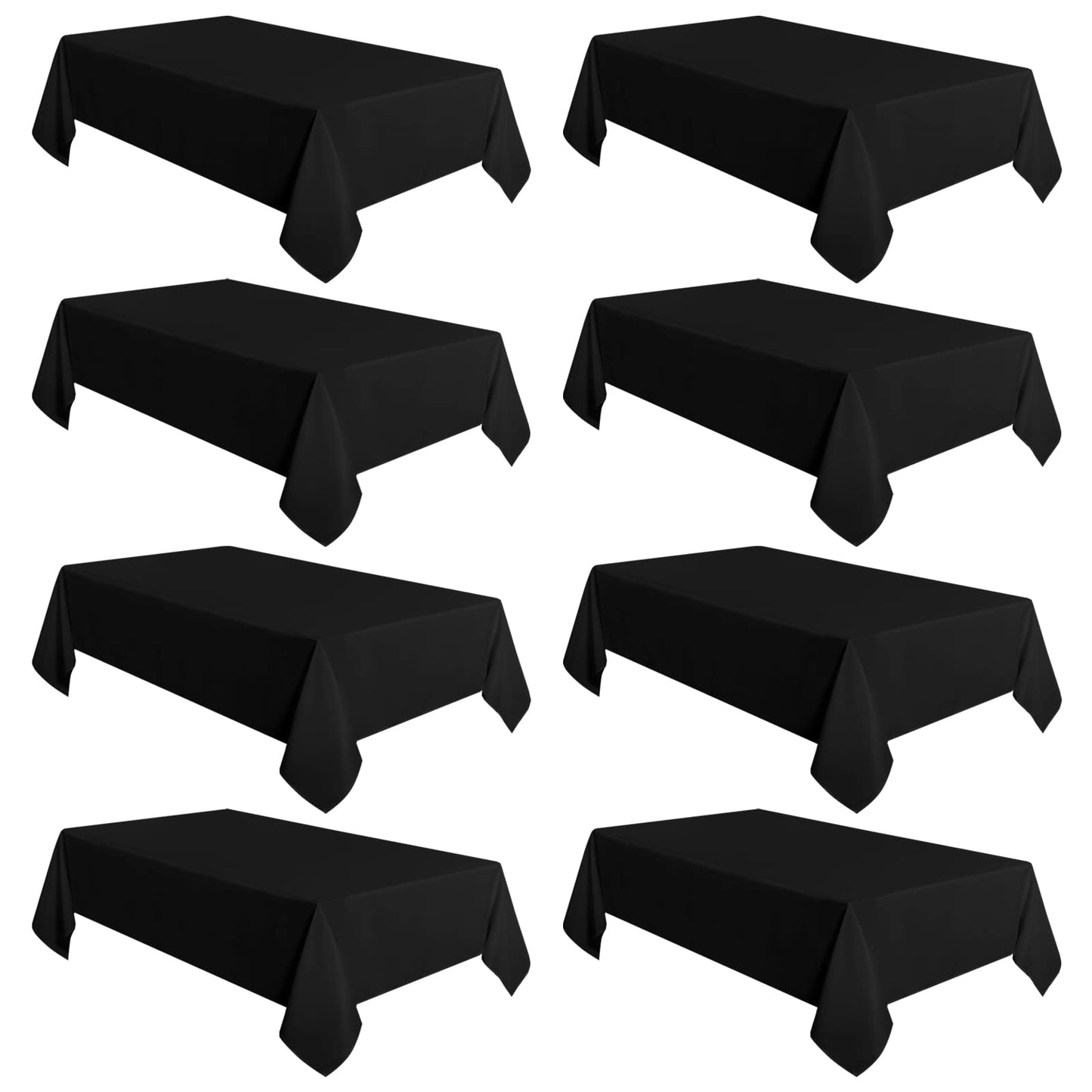 sancua 8 Pack Black Tablecloth 60 x 120 Inch, Rectangle Table Cloth for 8 Feet Tables - Stain and Wrinkle Resistant Washable Polyester Table Cover for Dining Tables, Buffet Parties and Camping