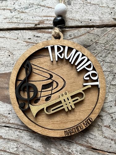 Trumpet Marching Band Christmas Ornament – Laser-Cut Wood Gift for Band Directors
