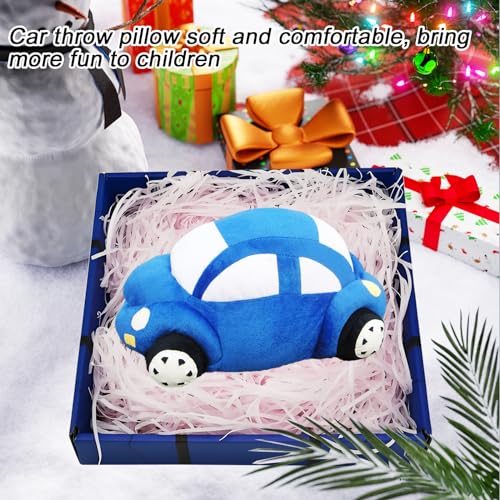 Car Plush Stuffed Pillow Plushie Car Shaped Toy Blue Stuff Gifts for Kids 13.7"