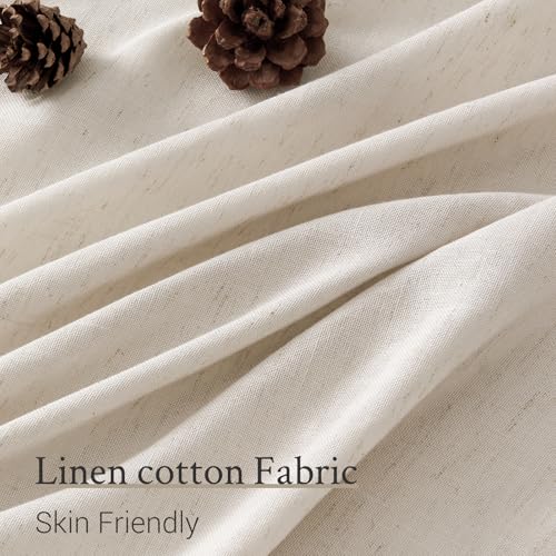Topfinel Oatmeal Linen Blended Pleated Sheer Curtains - 2 Panels, 40"x96", Light Filtering Window Drapes, Pack of 2