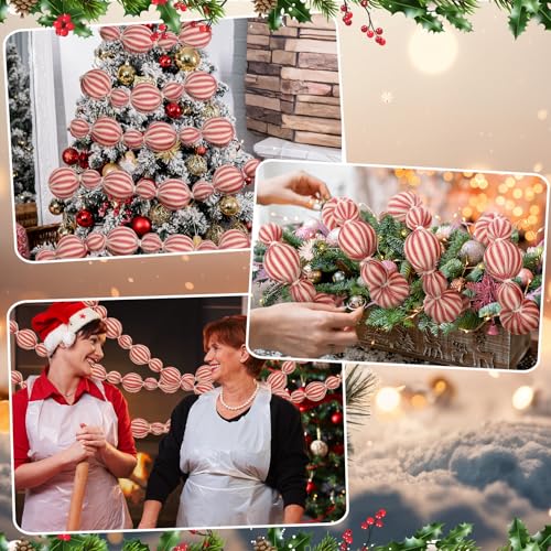 Jenaai 6 ft Retro Red & White Christmas Ball Garland - Rustic Holiday Decor