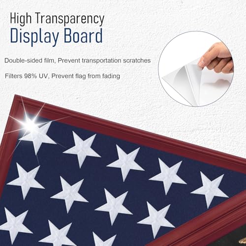 DIY Personalized Flag Display Case for 5'x9.5' Burial Flag - Solid Wood, Red Variation