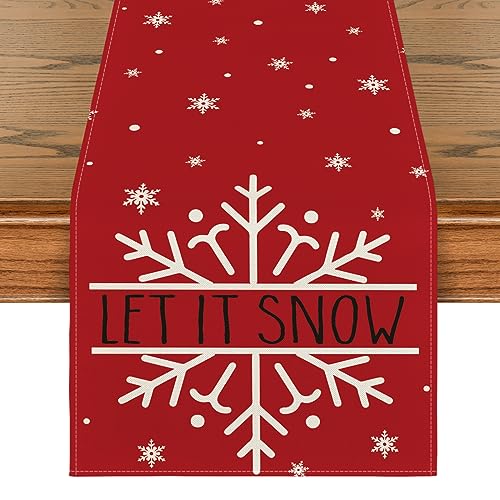 Artoid Mode Red Snowflakes Christmas Table Runner 13x108 Inch Holiday Decor