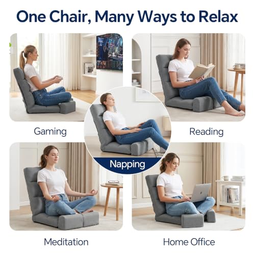 Adjustable Floor Chair with Back Support and Movable Leg Cushions - Gaming Reading Lounge