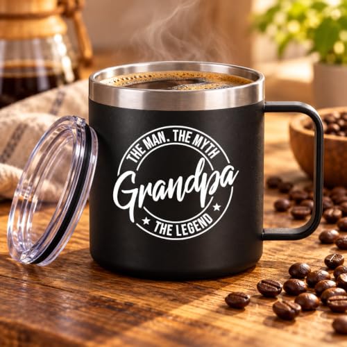 Best Grandpa Ever Stainless Steel Travel Mug - 14 Oz Dad Gift
