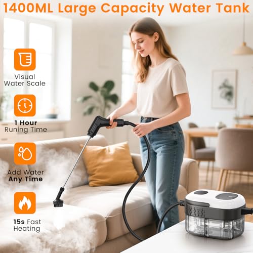 Handheld Steam Cleaner for Home White - 3-Level Power Deep Cleaning