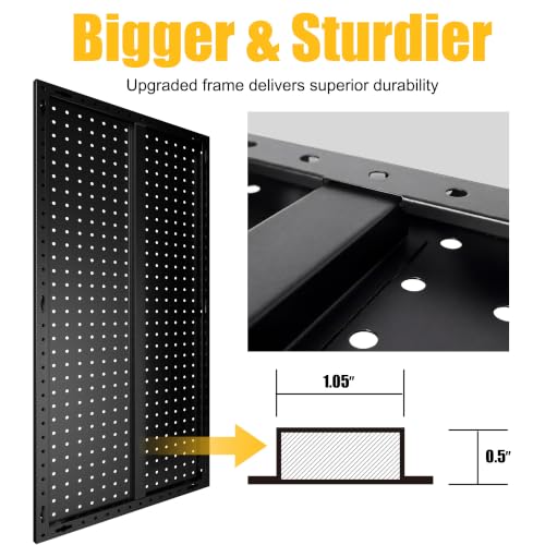 Black Metal Pegboard Panels 16x33 Inches Pack of 4 Wall Organizer