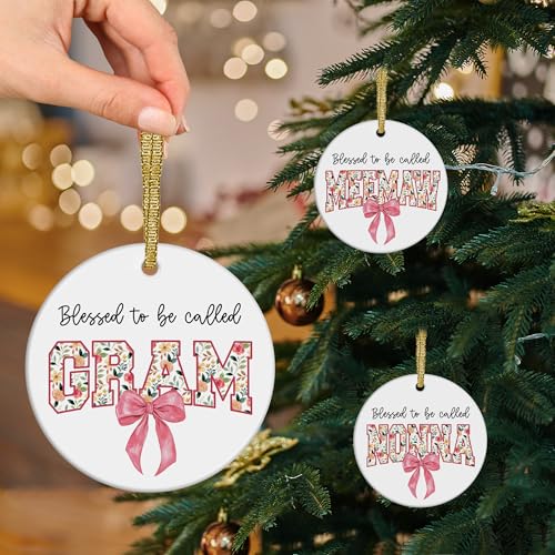 XNXLDYLH Blessing Gram Christmas Tree Ornament for Grandma from Grandkids - 3x3 Inch Ceramic Gift