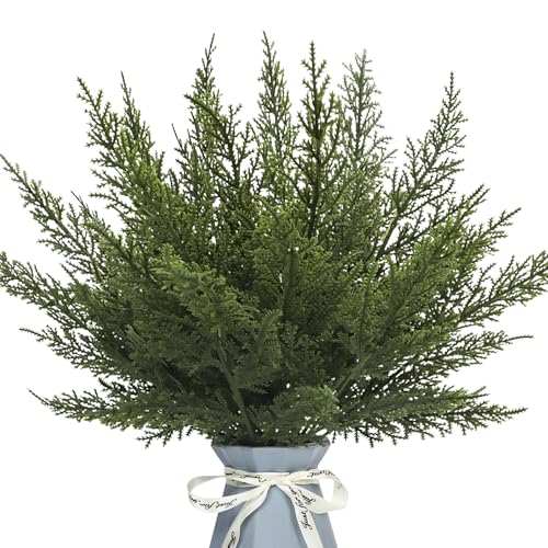 24PCS Artificial Pine Needles Branches 12.4" Christmas Greenery Stems Green Plants Fake Pine Sprigs Faux Pine Leaves Picks Crafts Sprays for Xmas Tree DIY Wreaths Garlands Home Decoration (24, Green)