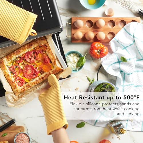 KITCHENAID Ribbed Soft Silicone Oven Mitt 2-Pack Set, 7.5"x13", Orange Sorbet