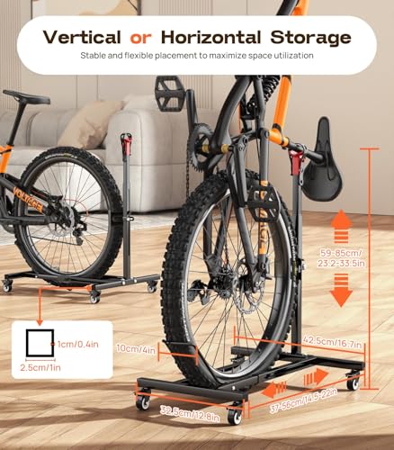 Housolution 1 Pack Vertical Bike Stand with Wheels - No Drilling, Fits Bikes Up to 29"