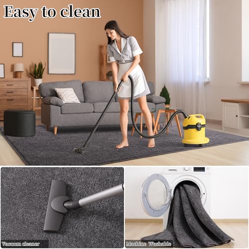 Keeko 4' x 6' Dark Grey Memory Foam Area Rug - Non-Slip, Washable, Soft Bedroom Carpet