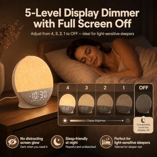Sunrise Alarm Clock with White Noise Machine Beige Linen - Bluetooth Sleep Aid