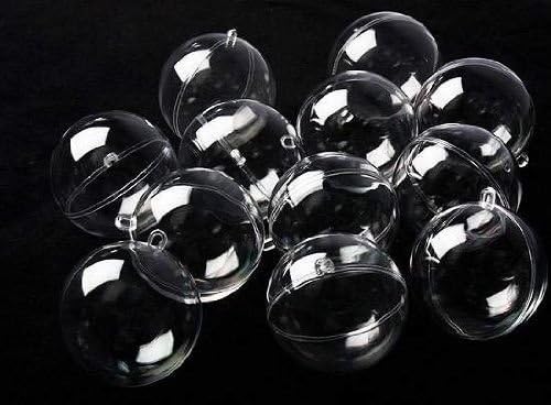 Clear Plastic Ball Ornaments - 80mm, Pack of 12 for Holiday Decor