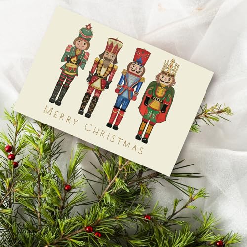 Whaline 24-Pack Christmas Greeting Cards with Envelopes & Stickers, Nutcracker Themed Note Cards 4 x 6