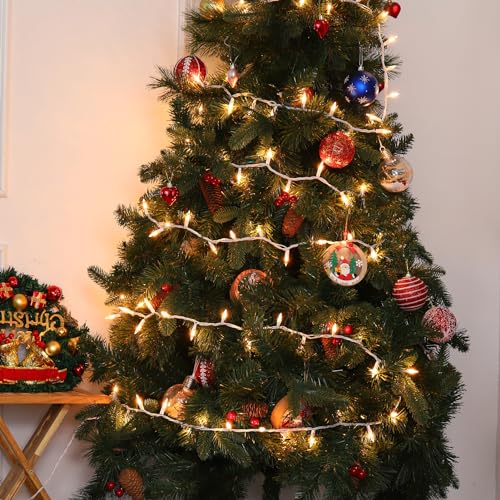 Christmas Lights 100 Count Clear White Wire UL Certified Connectable Warm White String Lights for Christmas Tree,Garland,Home,Patio, Wedding,Party,Festival Decor