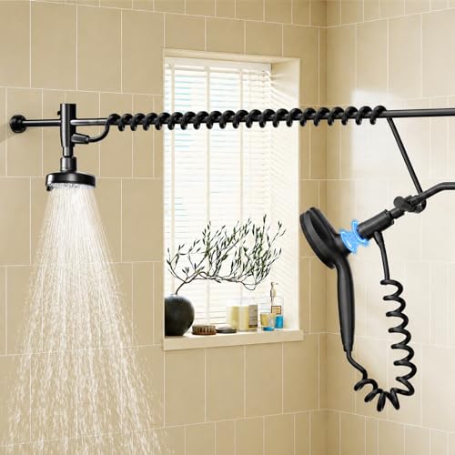 Black Dual Shower Head with Magnetic Handheld & 10 Modes - Double Shower System