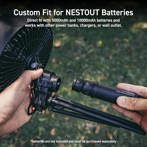 Elecom NESTOUT Outdoor Camping Fan with Tripod, 4 Speeds & Breeze Mode - Model FAN-NEST-GF1BE