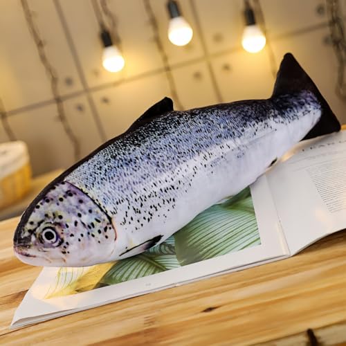 31.5 Inch Giant Soft Fish Cushion Pillow Animal Plush Pillow 3D Fish Cushion Carp Plush Throw Pillow Toys Gifts for Kids Birthday Christmas and Home Decor (Salmon)