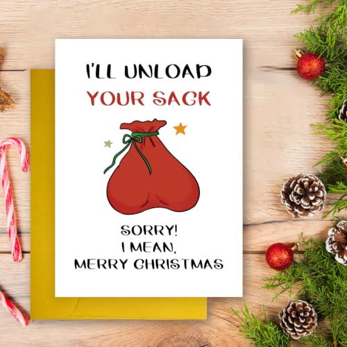 UUEFKTN #2 Cheeky Christmas Card for Husband Boyfriend - Funny Rude Holiday Greeting