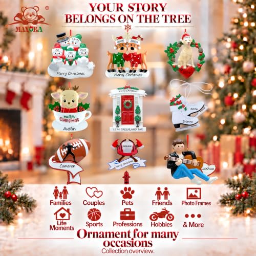 MAXORA Family of 6 Christmas Ornament 2026 Personalized Snowflakes Holiday Decor