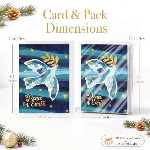 Religious Christmas Cards with Envelopes – Pack of 20, Dove of Peace