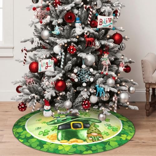 XYSKINO Green 30-Inch Gnome Christmas Tree Skirt for Holiday Decor