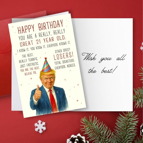 Funny Card for 21 Year Old, 21st Birthday Gifts for Her Him, Cards for Men Women, Birthday Decorations for Christmas, Mothers Day, Gifts for Girl, Daughter, Son, Niece, Nephew, Premium Quality