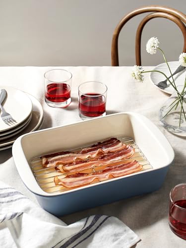 LE TAUCI Ceramic Casserole Set with Racks - Dusty Blue, 3 Sizes, Oven Safe
