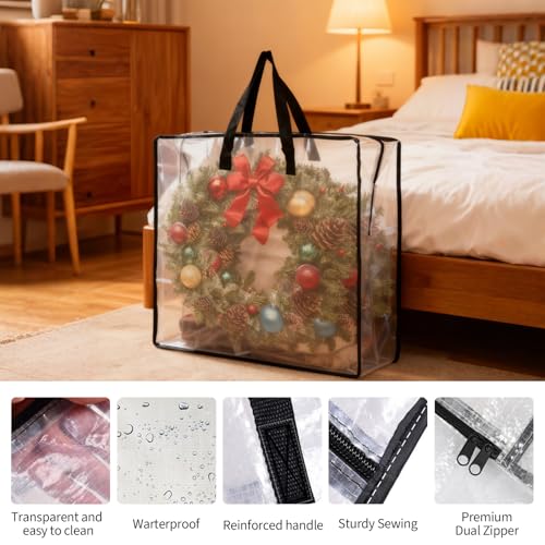 Garvee 26-Inch 8-Pack Clear Wreath Storage Bags with Zipper, 66x66x22cm