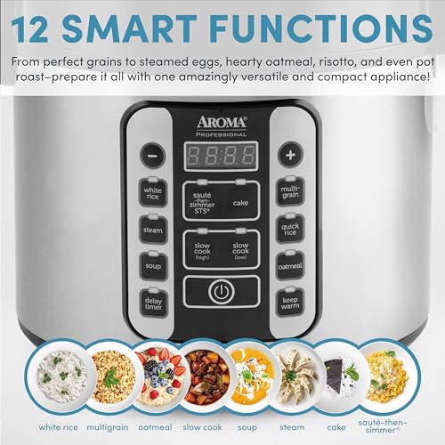 AROMA Professional 10-Cup Uncooked / 20-Cup Cooked Digital Rice Cooker & Slow Cooker with 10 Smart Modes