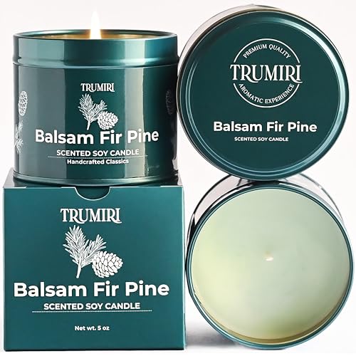 TRUMIRI Balsam Fir Pine Soy Candle 5oz - Natural, Non-Toxic, Long-Lasting Home Fragrance for Holidays
