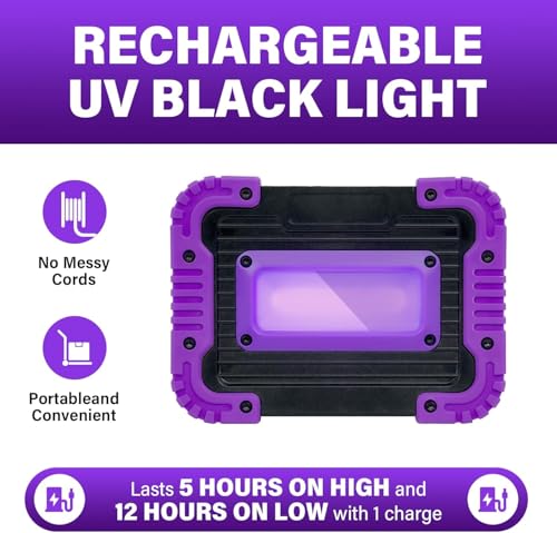 Rechargeable 20W LED Black Light 395nm for Neon Glow Party, Cordless UV Floodlight - Variation 2