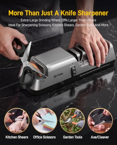 Electric Knife and Scissor Sharpener with Adjustable 12°–22° Angles, 3-Stage System