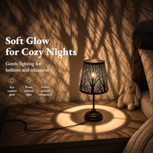 Touch Table Lamp with Tree Shadow Projection - 3-Level Dimmable, Touch Control