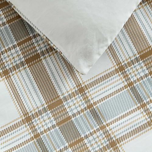 Queen Size Comforter Set with Shams - Ashland Plaid Brown - Rustic Bedding