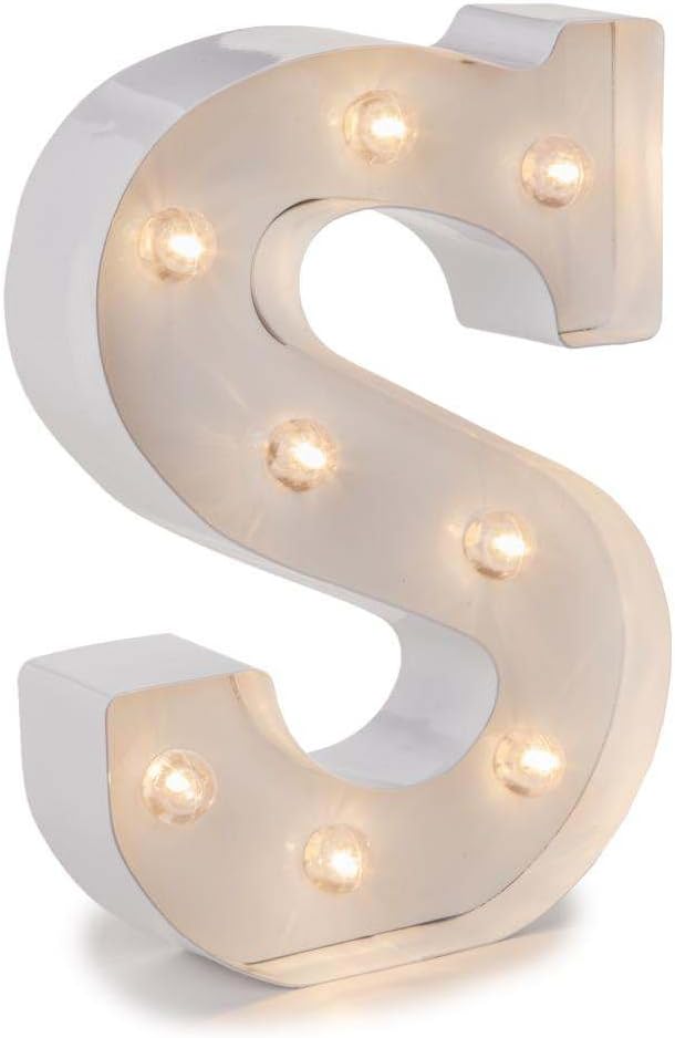 Silver Metal Marquee Letter J - 9.87” Tall Galvanized Decor for Events & Home