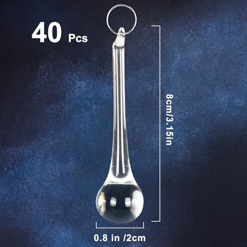 Whaline Clear Teardrop Crystal Ornaments 3 inch, 40 pcs Hanging Christmas Tree Decor