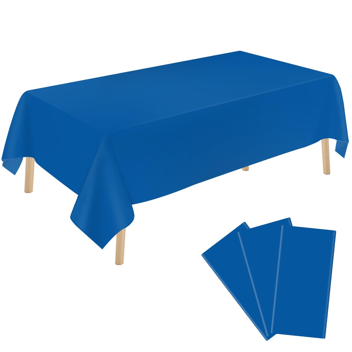 YSYJ 3 Pack Royal Blue Plastic Tablecloth Disposable Rectangular Table Cloth 54 x 108 Inch Table Cover for Parties