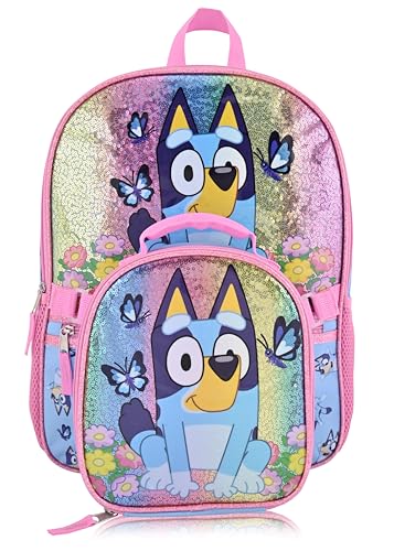 Bluey Backpack with Lunch Box Set for Kids, 16-inch School Bag, Fast Forward