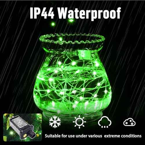 LAMPHOME Fairy Lights Plug in, 33Ft 100 LEDs Waterproof Twinkle Firefly Lights, Adaptor Included, Starry String Lights for Wedding Indoor Outdoor Christmas Patio Garden Decoration, Green