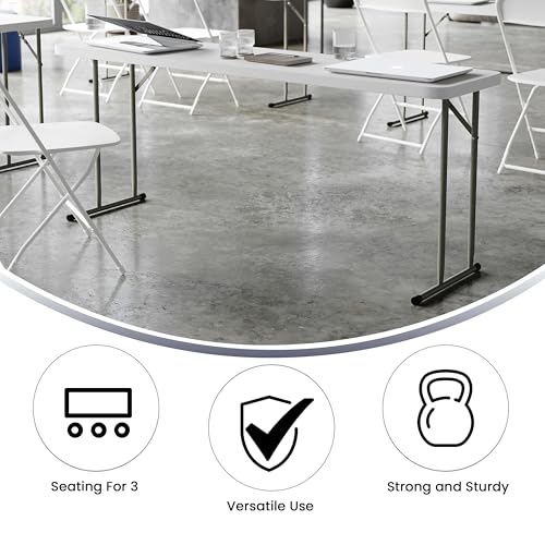 6 ft Plastic Folding Training Table - White, Waterproof, No Assembly
