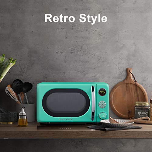 Retro Microwave Oven 0.7 Cu Ft 700W with LED Light & Child Lock - Surf Green