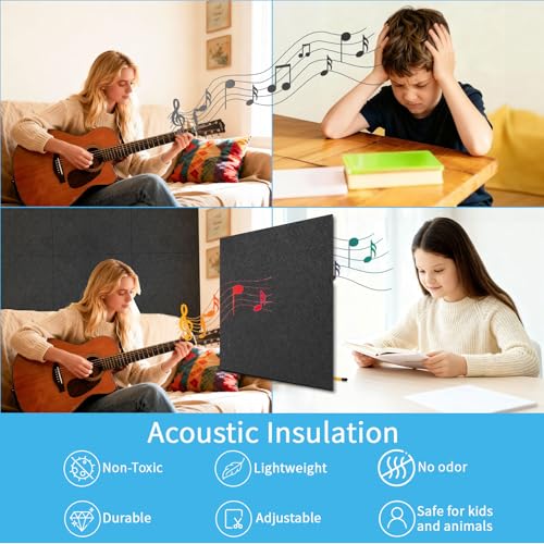 Art3d Acoustic Drop Ceiling Tiles 2x2 ft Black 12-Pack - Sound Absorbing Tiles