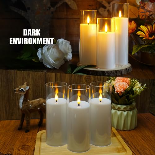 Flickering Flameless Candles Set with Remote 2-9pcs White Acrylic LED Pillars