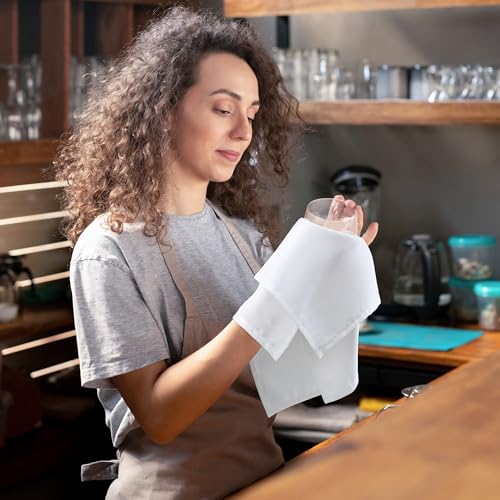 White Cloth Napkins Set of 60 - 17x17 Inches, 100% Polyester, Elegant Dinnerware