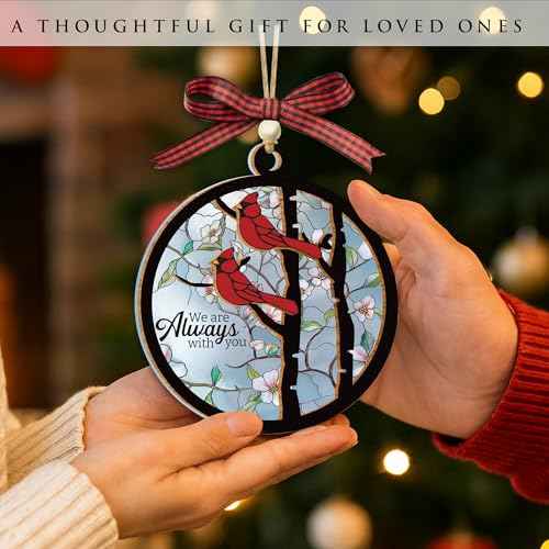 Wooden Cardinal Christmas Ornaments, Hanging Memorial Christmas Decorations, We are Always with You Cardinal Gifts, Sympathy Gifts for Loss of Loved One, Bereavement Gift Ideas, Sympathy Gift