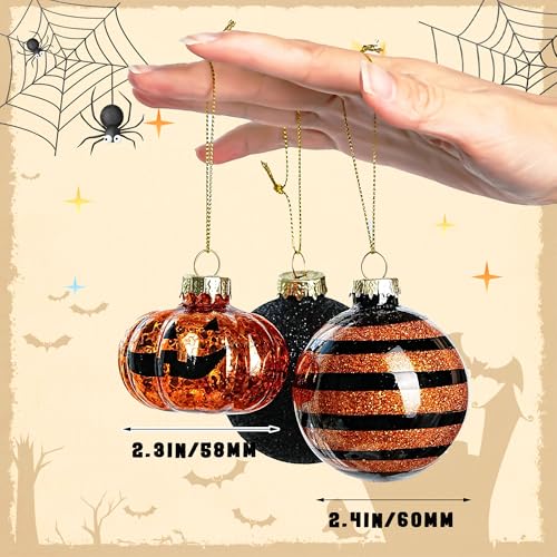 QFkris 12 Pack Halloween Tree Ornaments - 5 Styles Indoor Glass Ornaments Set12-1
