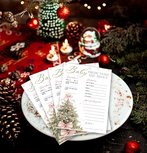 ONDTOM Christmas Baby Shower Game Cards 25-Pack - Winter Holiday Party Advice & Predictions, Model A03