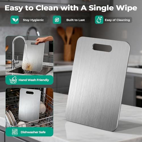 Xanthic Titanium Cutting Board - Food Grade, Dishwasher Safe, Heavy Duty for Meat & Fruits